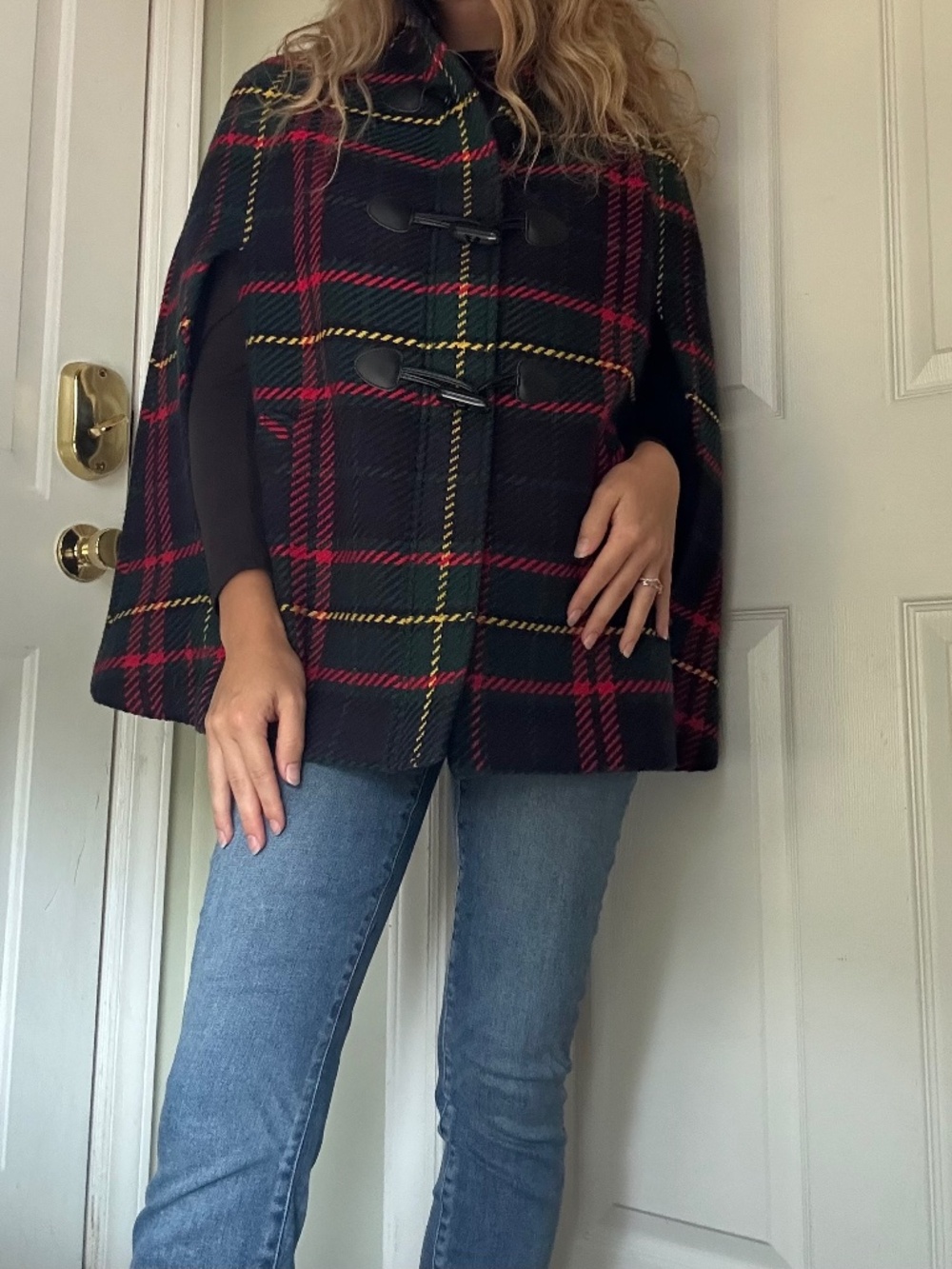 Talbots Petite Wool Blend Plaid Cape